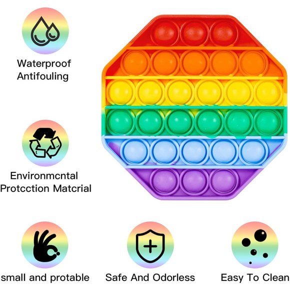 Push Pop Bubble Rainbow Octagon Fidget Toy - Picture 5 of 7
